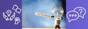 Illustration of a lightbulb with legs holding a sign "Did You Know", surrounded by icons of ideas, puzzles and chat bubbles – representing AI generating answers without real understanding.