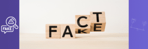 קוביות עם המילים Fake ו-Fact כסמל להזיות בבינה מלאכותית - AI hallucinations
